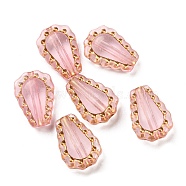 Plating Transparent Acrylic Beads, Golden Metal Enlaced, Teardrop, Pale Violet Red, 17x12x6mm, Hole: 1.8mm, 750pcs/500g(OACR-B013-24C)