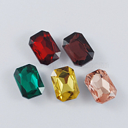Glass Point Back Rhinestone, Back Plated, Faceted, Rectangle Octagon, Mixed Color, 14x10x5mm(X-RGLA-Q005-M)