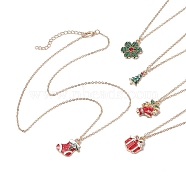 5Pcs 5 Styles Iron Cable Chains Necklaces, with Alloy Enamel Pendant Necklaces, Mixed Color, 18.19~18.50 inch(46.2~47cm), 1pc/style(NJEW-JN04830)