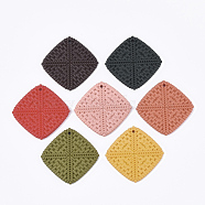 Acrylic Pendants, Imitation Woven Rattan Pattern, Rhombus, Mixed Color, 44.5x44.5x4.5mm, Hole: 2mm(OACR-T014-01)