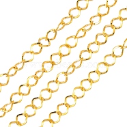 Iron Twisted Chains, Unwelded, with Spool, Rhombus, Golden, 10.8x9x1.4mm, about 328.08 Feet(100m)/roll(CH-1.4BSFD-G)