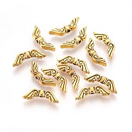 Tibetan Style Alloy Beads, Cadmium Free & Lead Free, Wing, Antique Golden, 16x5x3mm, Hole: 1.5mm(TIBEB-A11-3712-AG-LF)