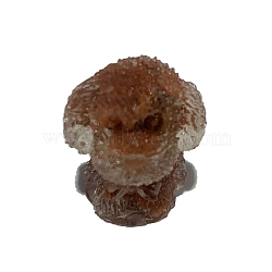 Resin Dog Display Decoration, with Synthetic Goldstone Chips Inside for Home Office Desk Decoration, 20x20x25mm(PW-WG64271-03)