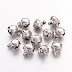 Iron Bell Charms, Nice For Christmas Day Decoration, Platinum Color, 8x6mm, Hole: 1mm(X-IFIN-G048-N)