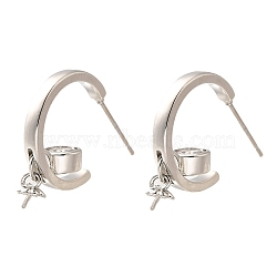 Brass Stud Earring Findings, Cadmium Free & Lead Free, Long-Lasting Plated, Platinum, 26x6mm, Pin: 1mm(KK-R217-14P)