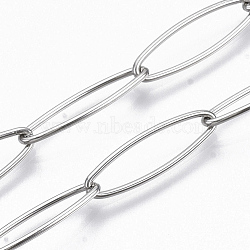 Tarnish Resistant 304 Stainless Steel Paperclip Chains, Drawn Elongated Cable Chain, Soldered, Stainless Steel Color, 20x6x1mm, about 39.37 inch(1m)/strand(CHS-S006-JN958-1)