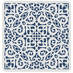 Plastic Reusable Drawing Painting Stencils Templates, for Painting on Scrapbook Fabric Tiles Floor Furniture Wood, Square, Floral Pattern, 300x300mm(DIY-WH0172-1006)