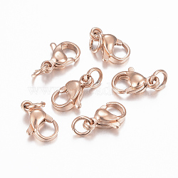 304 Stainless Steel Lobster Claw Clasps, Parrot Trigger Clasps, Rose Gold, 10x6x3mm, Hole: 3mm(X-STAS-K155-B-11RG)