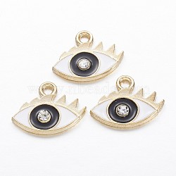 Alloy Enamel Charms, Eye, Golden, 12x15.5x2.5mm, Hole: 1.5mm(PALLOY-P118-07)