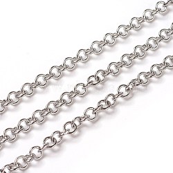304 Stainless Steel Rolo Chains, Belcher Chain, with Spool, Unwelded, Stainless Steel Color, 5x1mm, about 32.8 Feet(10m)/roll(CHS-E016-02A-P)