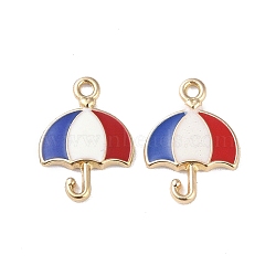 Alloy Enamel Pendants, Cadmium Free & Lead Free, Golden, Umbrella Charm, Royal Blue, 12x16.5x2mm, Hole: 1.5mm(ENAM-R149-07C-G)