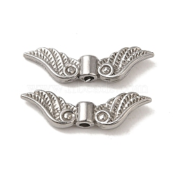 Non-Tarnish 304 Stainless Steel Beads, Wings, Stainless Steel Color, 6x21.5x3mm, Hole: 1.5mm(STAS-K285-34P)