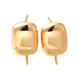 Brass Stud Earrings, Rectangle, Real 18K Gold Plated, 15.5x9mm, Hole: 2mm, Pin: 0.8mm(KK-Z092-04G)