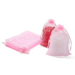 Organza Bags, Wedding Favor Bags, Favour Bag, with Ribbons, Pink, 18x13cm(X-OP-R016-13x18cm-02)