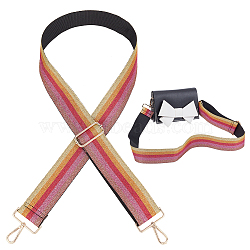 Stripe Pattern Glittered Polyester Adjustable Webbing Bag Straps, with Alloy Swivel Clasps, FireBrick, 78~144x5cm(PURS-WH0005-82KCG-02)