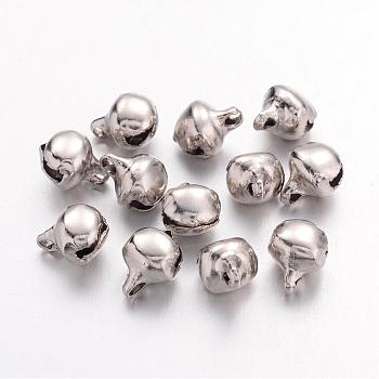 Iron Bell Charms, Nice For Christmas Day Decoration, Platinum Color, 8x6mm, Hole: 1mm
