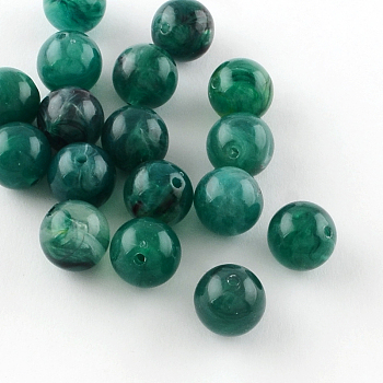 Round Imitation Gemstone Acrylic Beads, Teal, 6mm, Hole: 1.5mm, about 4100pcs/500g