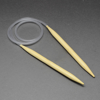 Rubber Wire Bamboo Circular Knitting Needles, More Size Available, Light Yellow, 780~800x2.25mm