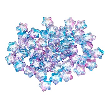 Spray Painted Transparent Glass Beads, Star, Colorful, 8x8.5x4mm, Hole: 1mm, 30pcs/bag