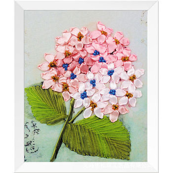 Bouquet Pattern, Oxford Silk Ribbon DIY Embroidery Tool Suit, of Home Decorate, Heart Pattern, Mixed Color, 24.5x20.5cm