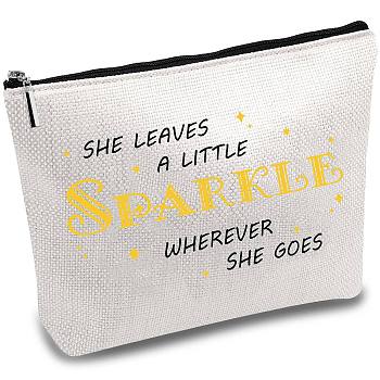 Polycotton Custom Canvas Storage Bags, Metal Zipper Pouches, Rectangle with Pattern, Word, 18x25cm