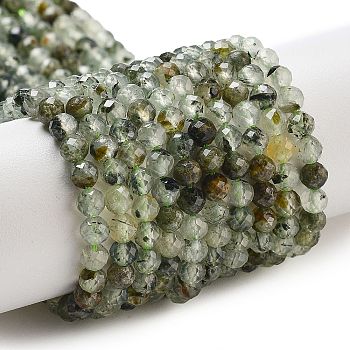 Natural Prehnite Beads Strands, Faceted, Round, 4mm, Hole: 0.8mm, about 92~95pcs/strand, 14.96~15.16''(38cm)