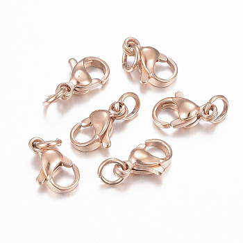 304 Stainless Steel Lobster Claw Clasps, Parrot Trigger Clasps, Rose Gold, 10x6x3mm, Hole: 3mm