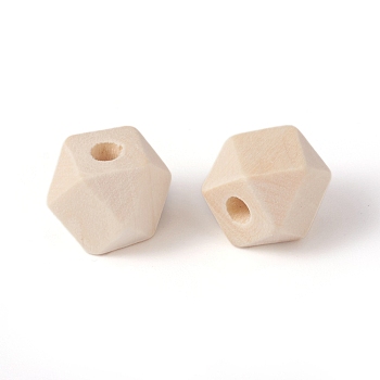Natural Unfinished Wood Beads, Square Cut Round Beads, BurlyWood, 9.5x12.5x12.5mm, Hole: 3.5mm