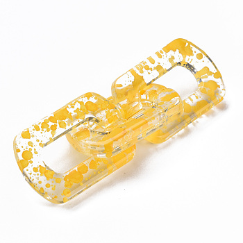 Transparent Acrylic Linking Rings, Quick Link Connectors, for Cable Chains Making, Twist Oval, Gold, 30.5x20.5x4mm, Inner Diameter: 8x18mm