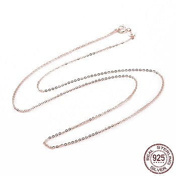 925 Sterling Silver Cable Chains Necklace for Women, Rose Gold, 17.72 inch(45cm)