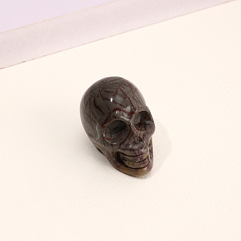 Natural Dendritic Jasper Skull Figurine Display Decorations, Energy Stone Ornaments, 40x25x27mm