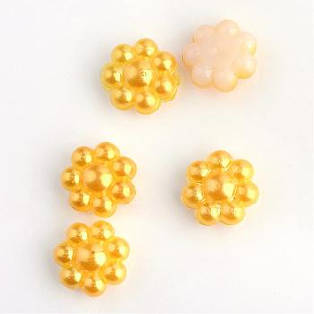 ABS Plastic Imitation Pearl Cabochons, Flower, Goldenrod, 9.5x10x4mm, about 1000pcs/bag