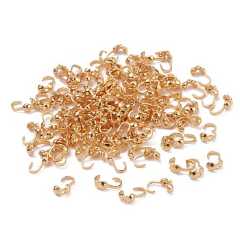 Brass Bead Tips, Long-Lasting Plated, Real 18K Gold Plated, 7x4x3.5mm, Inner Diameter: 2mm