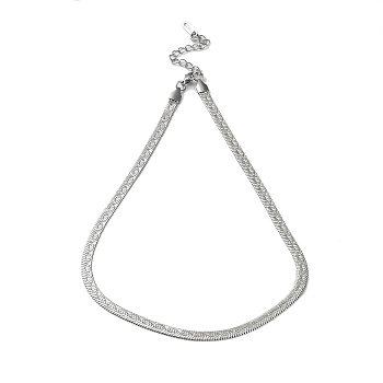 304 Stainless Steel Herringbone Chain Necklace, Stainless Steel Color, 15.75 inch(40cm)