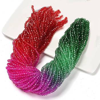 Transparent Painted Glass Beads Strands, Faceted, Rondelle, Colorful, 4.5x3.6mm, Hole: 0.8mm, about 120pcs/strand, 16.54''(42cm)