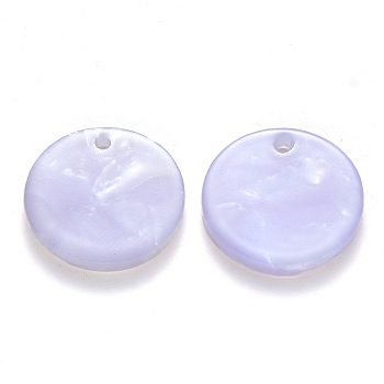 Cellulose Acetate(Resin) Pendants, Flat Round, Lavender, 17x3mm, Hole: 1.2mm
