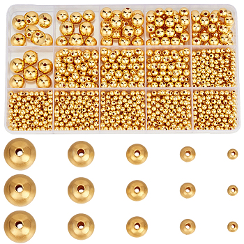 1573Pcs 5 Styles ABS Plastic Beads, Round, Golden Plated, 4~12x3.5~11.5mm, Hole: 1.2~2mm