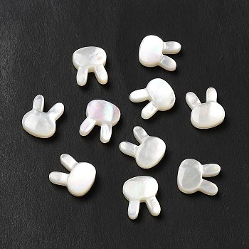 Natural White Shell Beads, Rabbit, Seashell Color, 12x10x4mm, Hole: 0.7mm