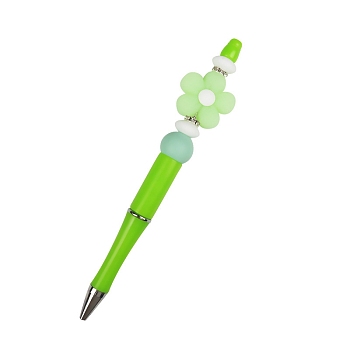 Plastic Ball-Point Pen, Beadable Pen, Luminous Flower Silicone Pen for DIY Personalized Pen, Lime, 145mm