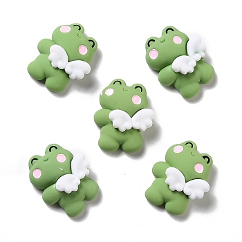 Opaque Resin Cabochons, Frog, Green, 25x20x9mm