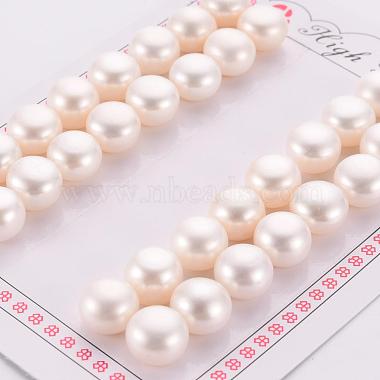 11mm White Flat Round Pearl Beads