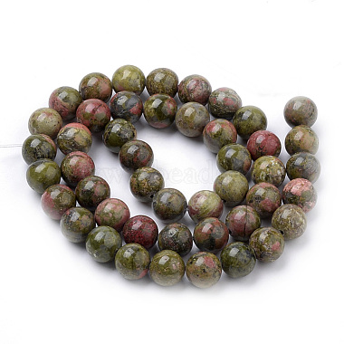 Natural Unakite Beads Strands(X-G-S259-14-10mm)-2