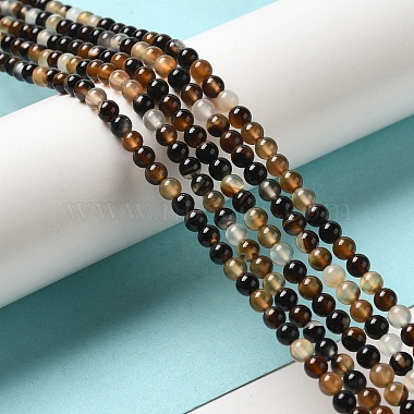 Dyed Black Agate Round Bead Strands(G-P070-22-4mm)-3