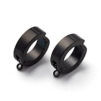 304 Stainless Steel Ear Cuff Findings, with Vertical Loop, None Pattern, Electrophoresis Black, 16x13x2mm, Hole: 1.4mm(STAS-I674-01B)