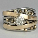 Alloy Crystal Rhinestone Finger Rings for Women, Twist, Platinum & Golden, US Size 8(18.1mm)(FS-WG90DB9-03)
