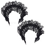 Cloth Wrinkle Lace Hair Bands for Women Girl, Black, 143x140x80mm(OHAR-WH0029-11B)