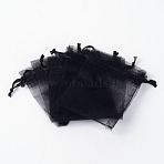 Organza Gift Bags with Drawstring, Wedding Party Christmas Favor Gift Bags, Organza Pouches for Potpourri, Black, 40x30cm(OP-R016-30x40cm-18)