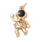 Brass Micro Pave Clear Cubic Zirconia Pendants, with Enamel, Astronaut Charms, Colorful, Golden, 18x10x3mm, Hole: 3mm(CU-CBAFF5B-21G)