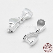 925 Sterling Silver Pendant Bails, Ice Pick & Pinch Bails, Silver, 3.5x4mm Inner Diameter, 9~10x5.5x3mm, Hole: 3.5x5mm, Pin: 0.8mm(STER-E050-10S)