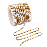 Alloy Rhinestone Cup Chains, with Imitation Pearl Beaded, with Spools, Golden, 2x2x2.5mm, about 32.81 Feet(10m)/Roll(FIND-OC0002-53B)